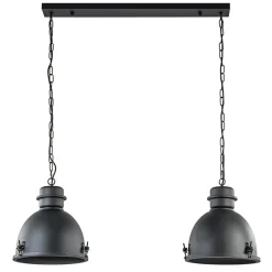 Hanglamp 2L industrieel zwart/grill>Straluma Discount