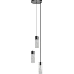Hanglamp 3L rond zwart met cilinder glas>Straluma Discount
