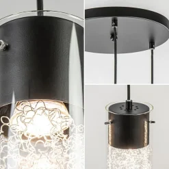Hanglamp 3L rond zwart met cilinder glas><noscript><img width=