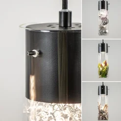 Hanglamp 3L rond zwart met cilinder glas><noscript><img width=