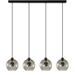 Hanglamp 4-lichts balk zwart + smoke glas 25cm>Straluma Sale