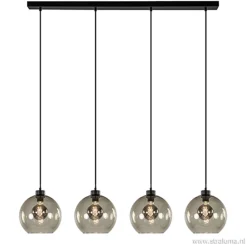 Hanglamp 4-lichts balk zwart + smoke glas 25cm>Straluma Sale