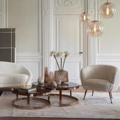 Hanglamp Medina satin gold/amber glas 40cm><noscript><img width=