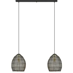 Hanglamp Meya 2-lichts zwart/goud met balk>Straluma New