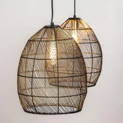 Hanglamp Meya 2-lichts zwart/goud met balk><noscript><img width=