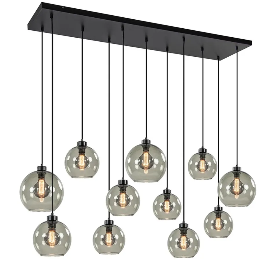 Hanglamp multipendel 11-L zwart smoke glas 20+25cm>Straluma New