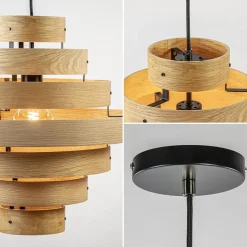 Hanglamp Oaknut hout 7 ringen><noscript><img width=