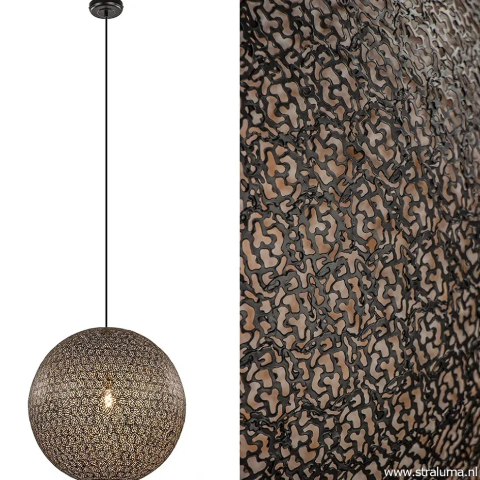 Hanglamp Oronero bol zwart/goud 60cm>Straluma Sale