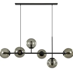 Hanglamp Random bol 6L zwart met smoke glas>Straluma New