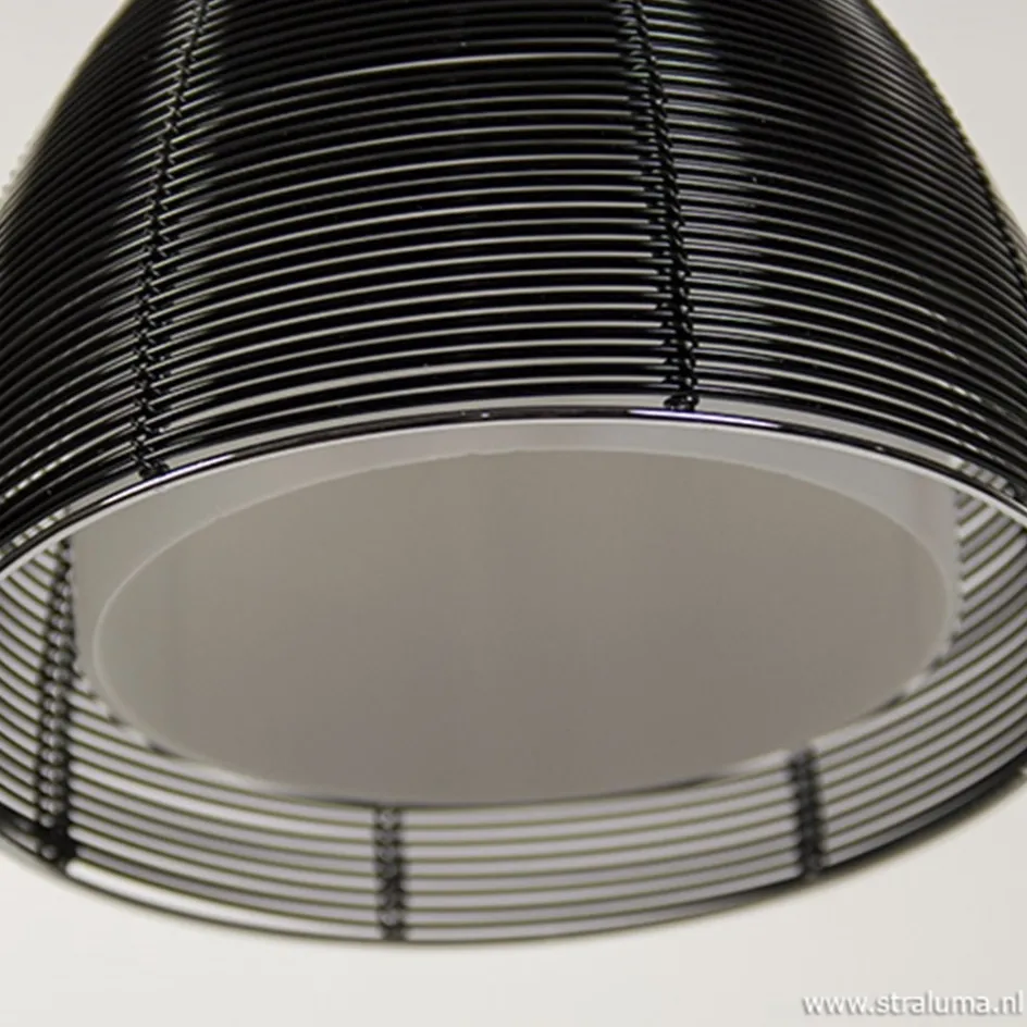 Hanglamp rond 3-lichts zwart draad/glas>Straluma Sale