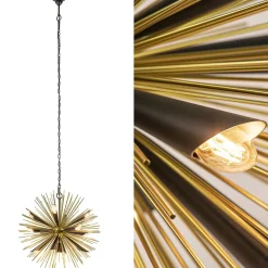 Hanglamp Springfield rond zwart/goud sprieten>Straluma Best