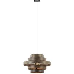 Hanglamp Walnut 6-ringen hout/zwart>Straluma Online