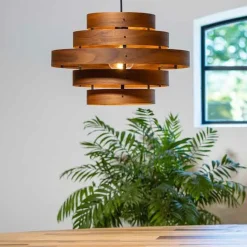 Hanglamp Walnut 6-ringen hout/zwart><noscript><img width=