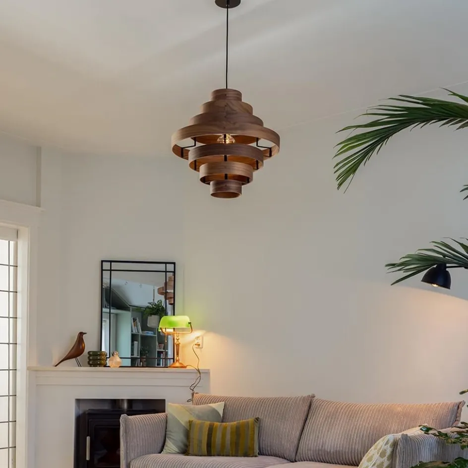 Hanglamp Walnut zwart / walnoot hout>Straluma