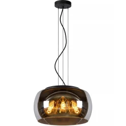 Hanglamp zwart + smoke glas 40cm>Straluma Outlet