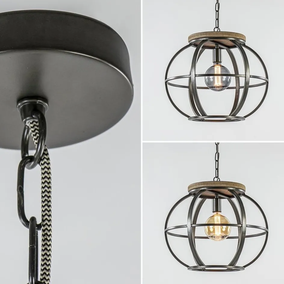 Hanglamp zwart industrieel open frame>Straluma Online