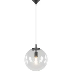 Hanglamp zwart met helder glazen bol 30 cm>Straluma Hot