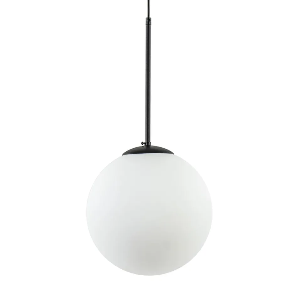 Hanglamp zwart met opaal wit glas 30 cm>Straluma Online