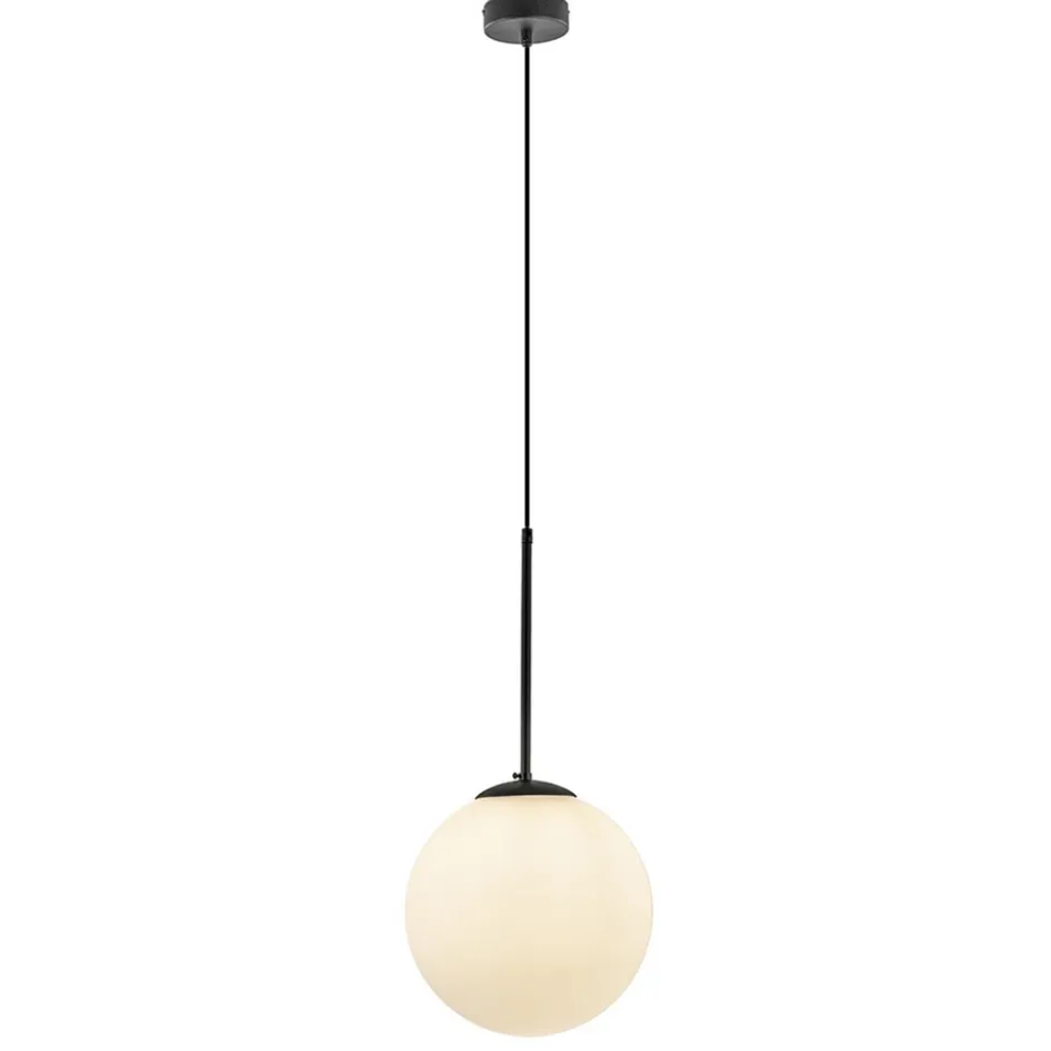 Hanglamp zwart met opaal wit glas 30 cm>Straluma Online