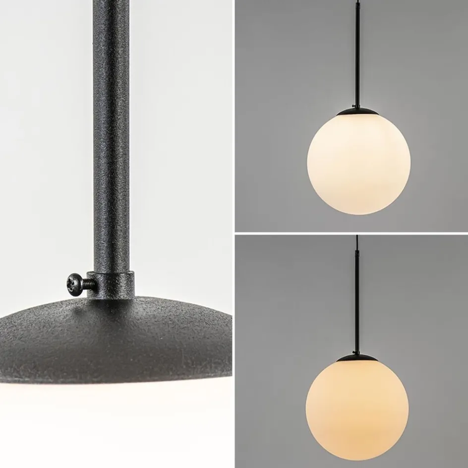 Hanglamp zwart met opaal wit glas 30 cm>Straluma Online