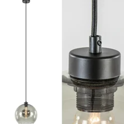 Hanglamp zwart met smoke glas 30cm>Straluma