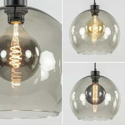 Hanglamp zwart met smoke glas 30cm><noscript><img width=