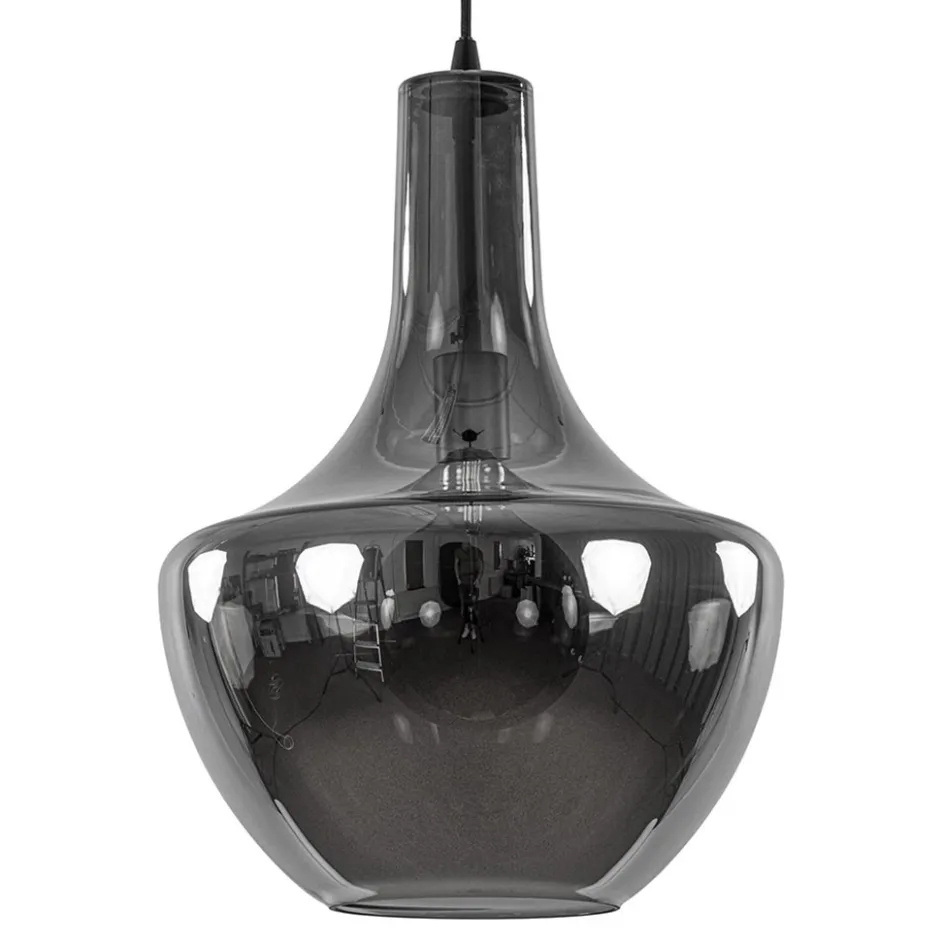 Hanglamp zwart met smoke glazen kap>Straluma Outlet