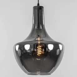 Hanglamp zwart met smoke glazen kap><noscript><img width=