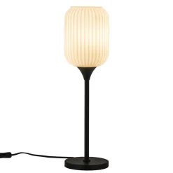 Hoge tafellamp zwart met wit glazen kap>Straluma