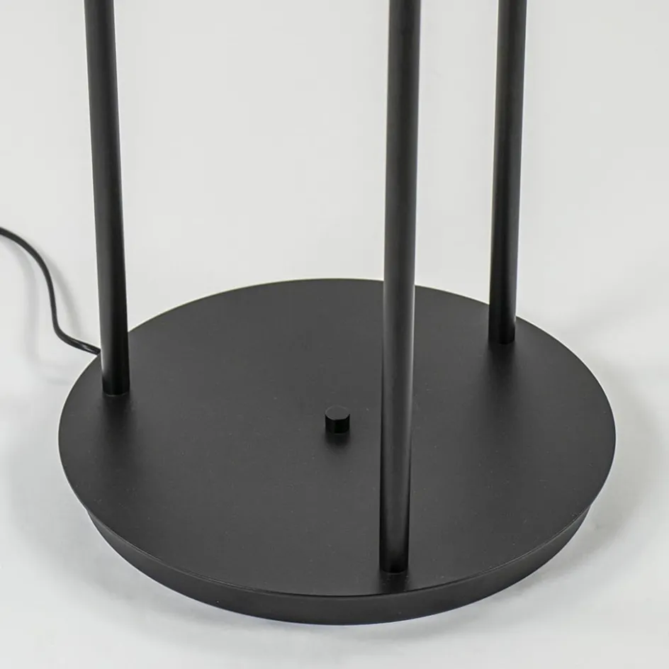 Hotel chique 3-lichts vloerlamp zwart met smoke/titanium glas>Straluma Online