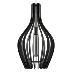 Houten hanglamp kegel groot mat zwart>Straluma Best