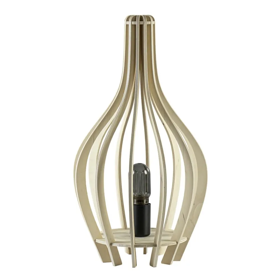 Houten tafellamp kegel naturel met zwart>Straluma New