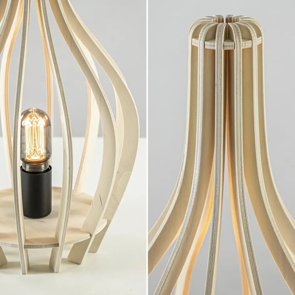 Houten tafellamp kegel naturel met zwart>Straluma New