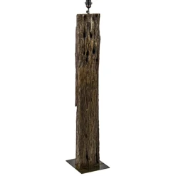 Houten vloerlamp met brons excl. kap>Straluma Outlet