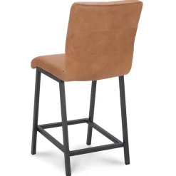 Industriële barkruk met cognac lederen zitting><noscript><img width=