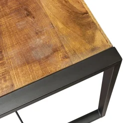 Industriële eettafel mangohout met zwart 160x90 cm><noscript><img width=