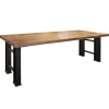Industriële eettafel rechthoekig blad met metalen poot>Straluma