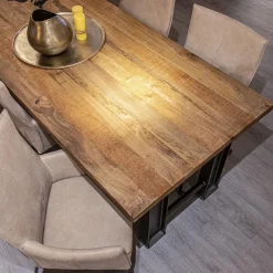 Industriële eettafel rechthoekig blad met metalen poot><noscript><img width=