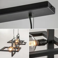 Industriële hanglamp mat zwart metalen frame><noscript><img width=