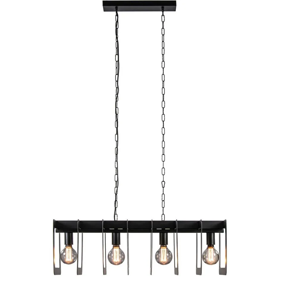 Industriële hanglamp squares mat zwart metaal>Straluma