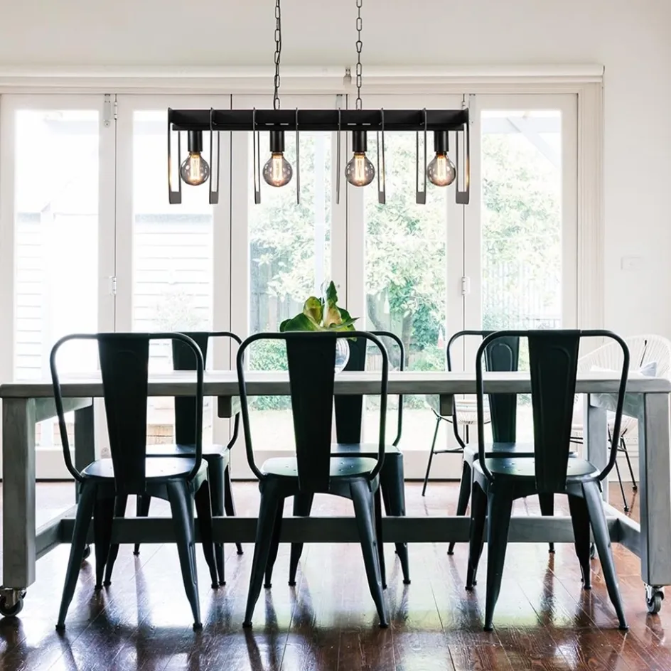 Industriële hanglamp squares mat zwart metaal>Straluma