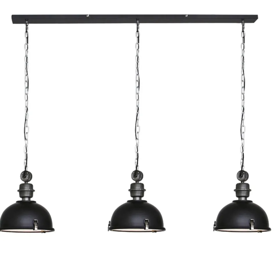 Industriële 3-lichts hanglamp bikkel mat zwart>Straluma