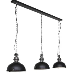 Industriële 3-lichts hanglamp bikkel mat zwart>Straluma