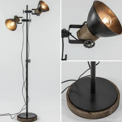 Industriële vloerlamp Jody metaal met hout>Straluma Best