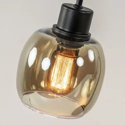 Klassieke 2-lichts tafellamp zwart met smoke glas><noscript><img width=