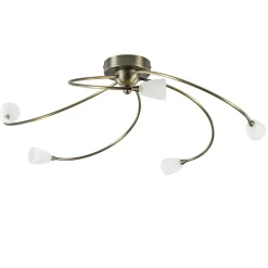 Klassieke plafondlamp brons met wit gevlamd glas>Straluma Discount