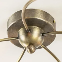 Klassieke plafondlamp brons met wit gevlamd glas><noscript><img width=