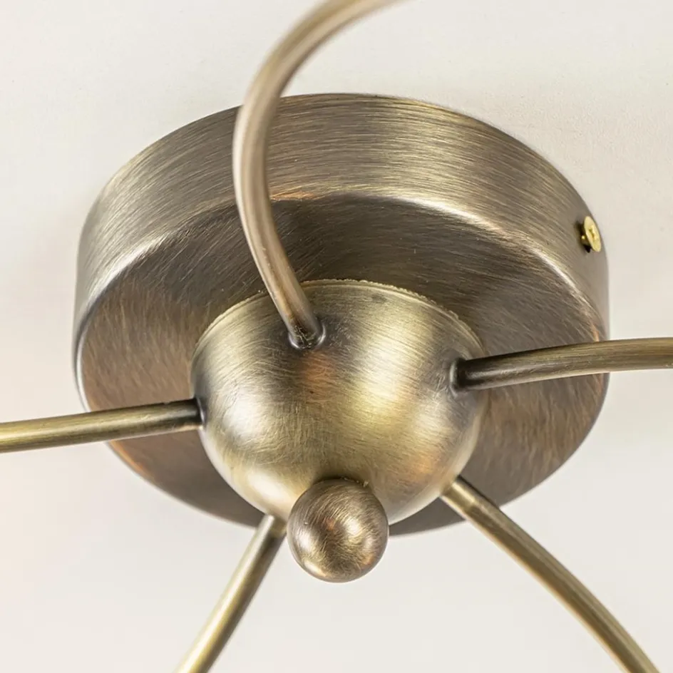 Klassieke plafondlamp brons met wit gevlamd glas>Straluma Discount