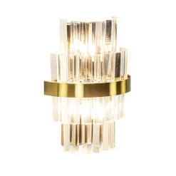 Klassieke wandlamp brushed brass met helder kristal>Straluma