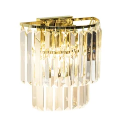 Klassieke wandlamp goud met helder glazen pegels>Straluma Online